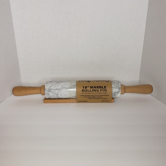 NEW Creative Home 18' Marble Rolling Pin With Cradle - Picture 2 of 9
